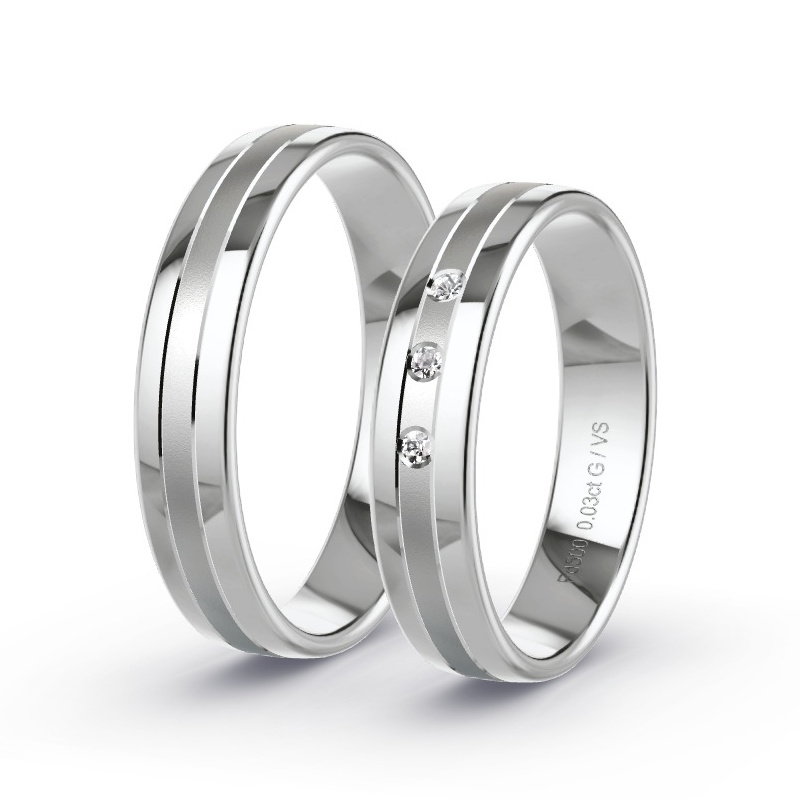 Alianzas Paladio - 0.03 kt Diamantes - Modelo N°1006 Alianzas Paladio - 0.03 kt Diamantes - Modelo N°1006