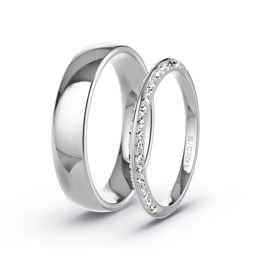 Alianzas Paladio - 0.42 kt Diamantes - Modelo N°1022 Alianzas Paladio - 0.42 kt Diamantes - Modelo N°1022