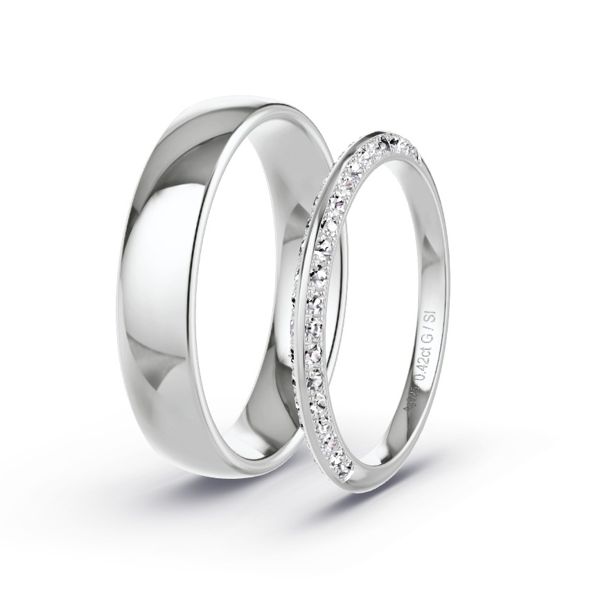 Alianzas Plata - 0.42 kt Diamantes - Modelo N°1022 Alianzas Plata - 0.42 kt Diamantes - Modelo N°1022