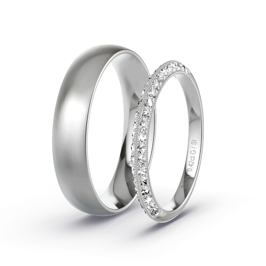 Alianzas Paladio - 0.42 kt Diamantes - Modelo N°1023 Alianzas Paladio - 0.42 kt Diamantes - Modelo N°1023