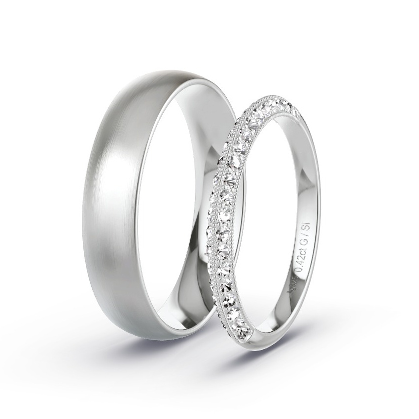 Alianzas Plata - 0.42 kt Diamantes - Modelo N°1023 Alianzas Plata - 0.42 kt Diamantes - Modelo N°1023