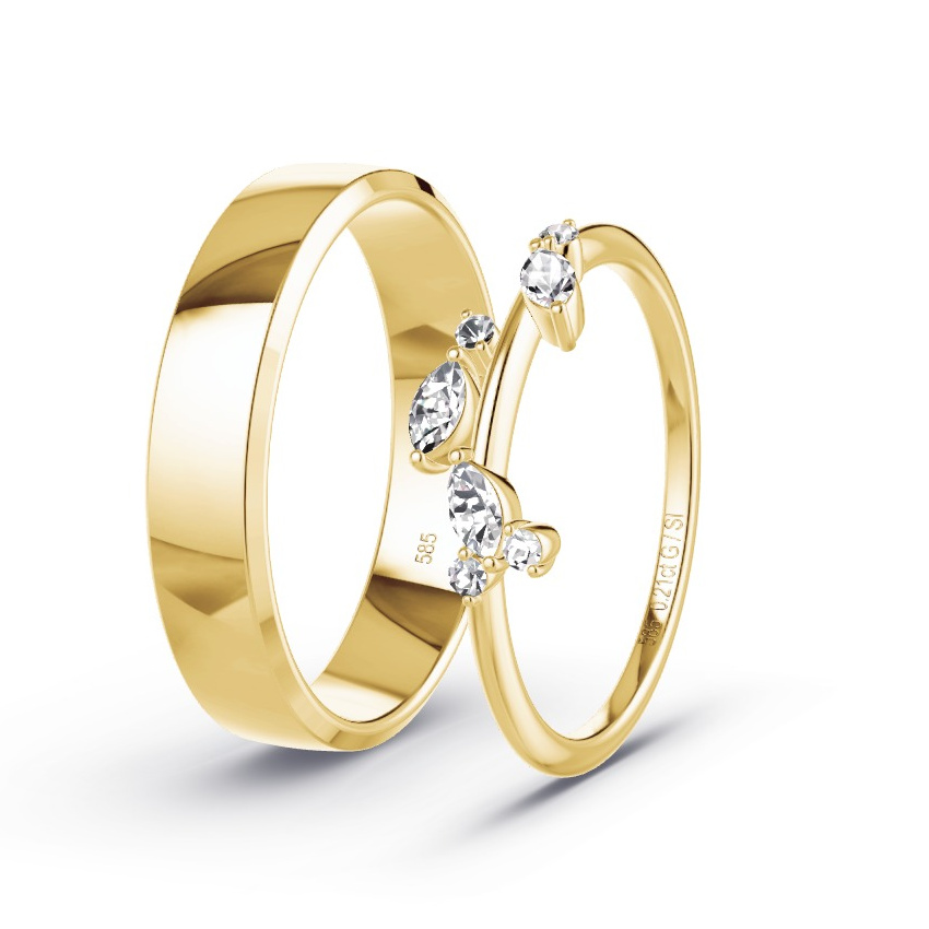 Alianzas Oro amarillo - 0.21 kt Diamantes - Modelo N°1027 Alianzas Oro amarillo - 0.21 kt Diamantes - Modelo N°1027
