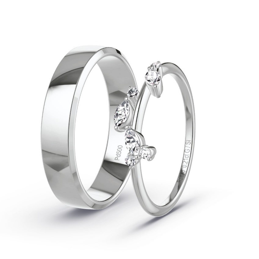 Alianzas Paladio - 0.21 kt Diamantes - Modelo N°1027 Alianzas Paladio - 0.21 kt Diamantes - Modelo N°1027
