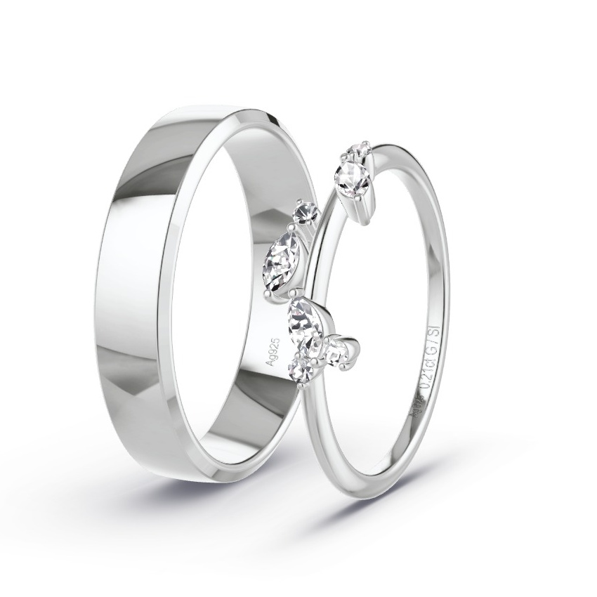 Alianzas Plata - 0.21 kt Diamantes - Modelo N°1027 Alianzas Plata - 0.21 kt Diamantes - Modelo N°1027