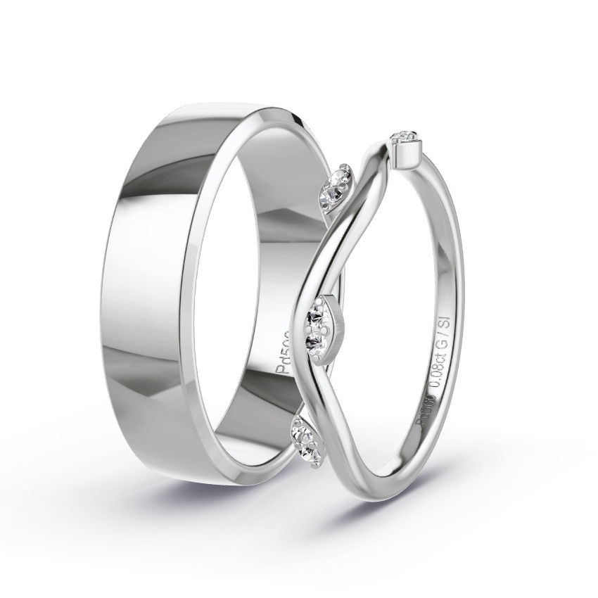 Alianzas Paladio - 0.08 kt Diamantes - Modelo N°1031 Alianzas Paladio - 0.08 kt Diamantes - Modelo N°1031