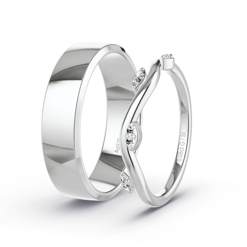 Alianzas Plata - 0.08 kt Diamantes - Modelo N°1031 Alianzas Plata - 0.08 kt Diamantes - Modelo N°1031