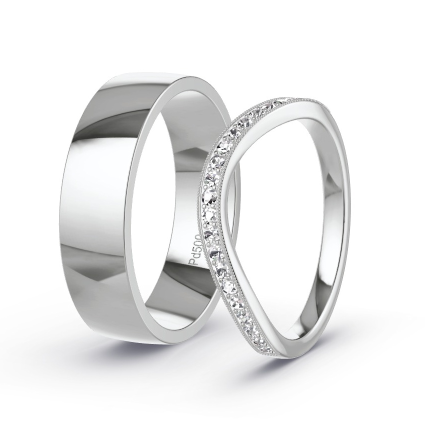 Alianzas Paladio - 0.23 kt Diamantes - Modelo N°1036 Alianzas Paladio - 0.23 kt Diamantes - Modelo N°1036