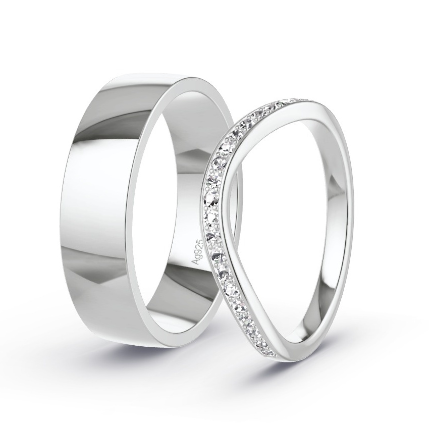 Alianzas Plata - 0.23 kt Diamantes - Modelo N°1037 Alianzas Plata - 0.23 kt Diamantes - Modelo N°1037