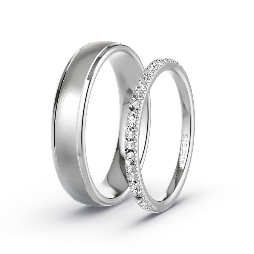 Alianzas Paladio - 0.23 kt Diamantes - Modelo N°1041 Alianzas Paladio - 0.23 kt Diamantes - Modelo N°1041