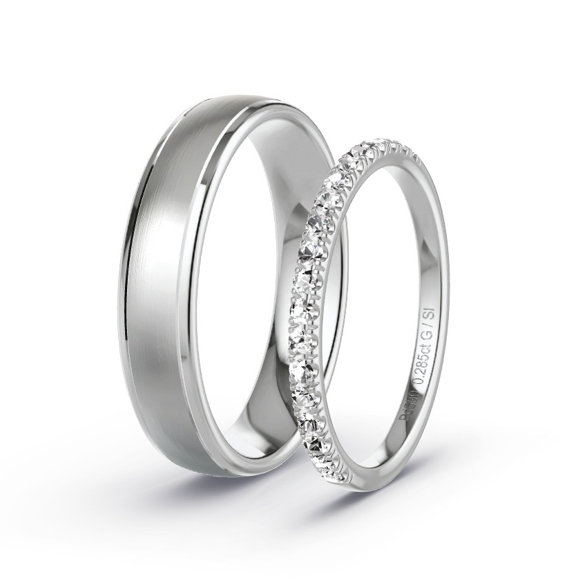 Alianzas Paladio - 0.285 kt Diamantes - Modelo N°1042 Alianzas Paladio - 0.285 kt Diamantes - Modelo N°1042