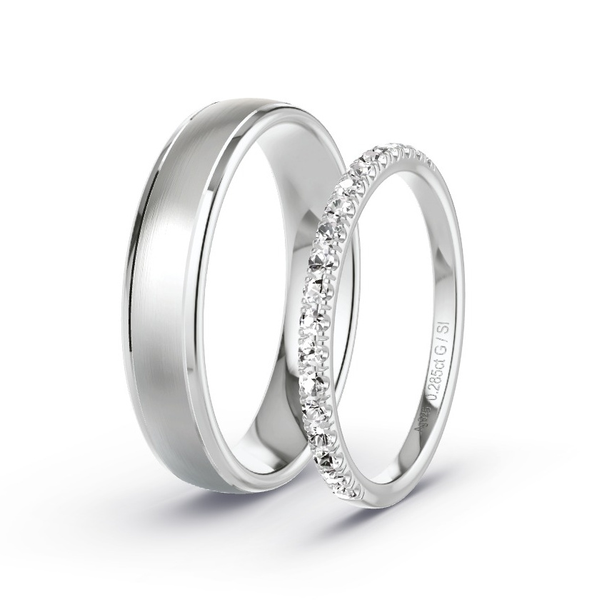Alianzas Plata - 0.285 kt Diamantes - Modelo N°1042 Alianzas Plata - 0.285 kt Diamantes - Modelo N°1042