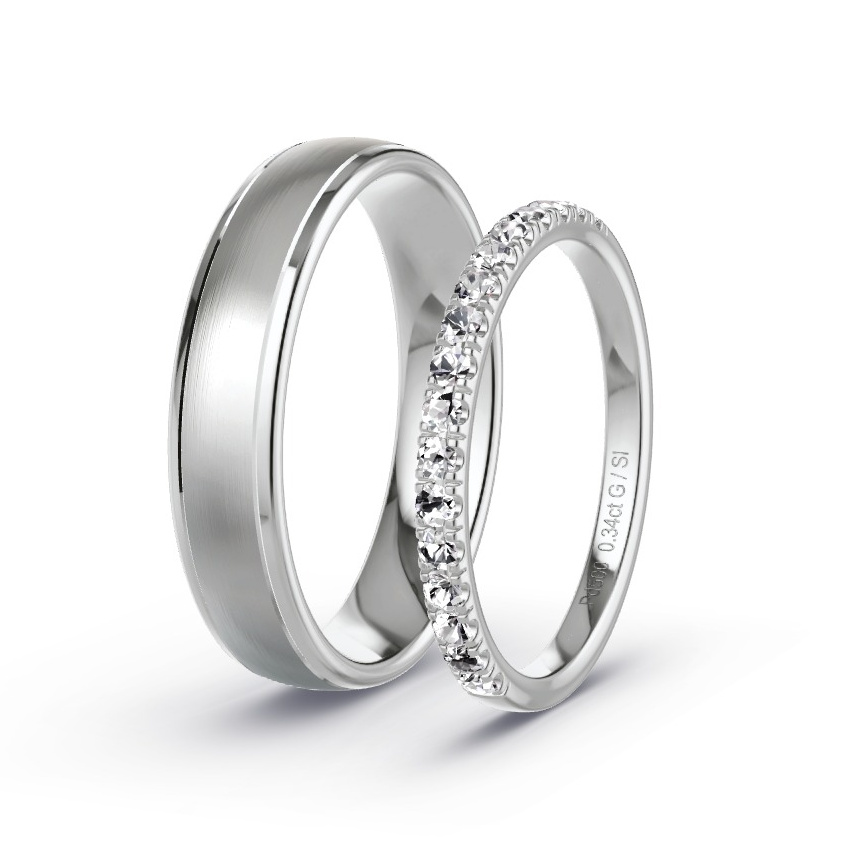 Alianzas Paladio - 0.34 kt Diamantes - Modelo N°1043 Alianzas Paladio - 0.34 kt Diamantes - Modelo N°1043