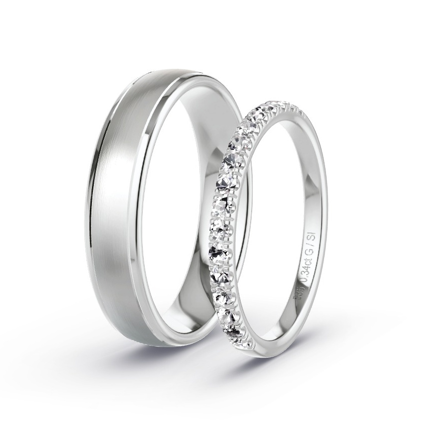Alianzas Oro blanco - 0.34 kt Diamantes - Modelo N°1043 Alianzas Oro blanco - 0.34 kt Diamantes - Modelo N°1043