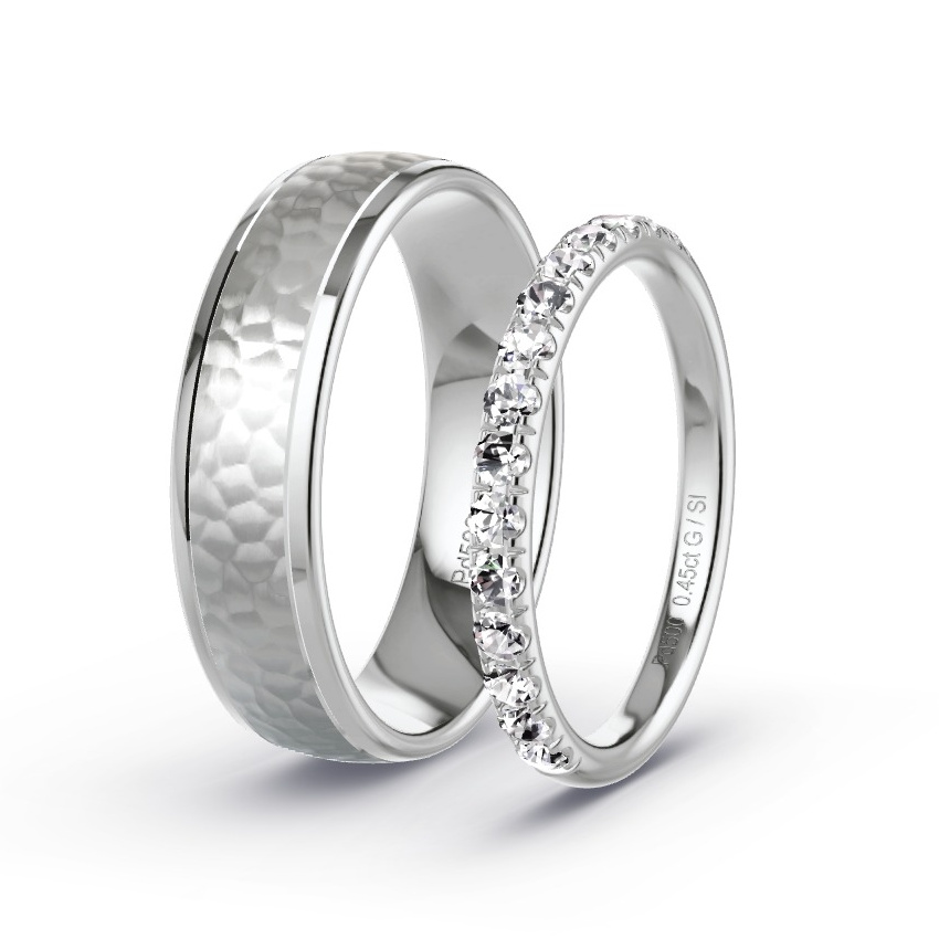 Alianzas Paladio - 0.45 kt Diamantes - Modelo N°1046 Alianzas Paladio - 0.45 kt Diamantes - Modelo N°1046