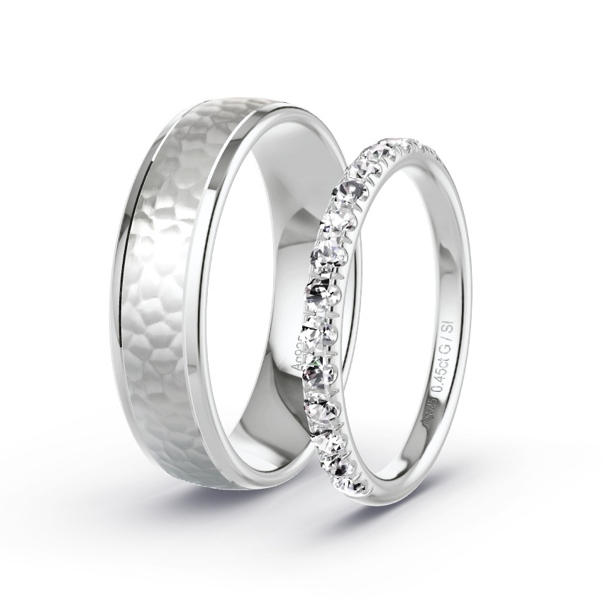 Alianzas Plata - 0.45 kt Diamantes - Modelo N°1046 Alianzas Plata - 0.45 kt Diamantes - Modelo N°1046