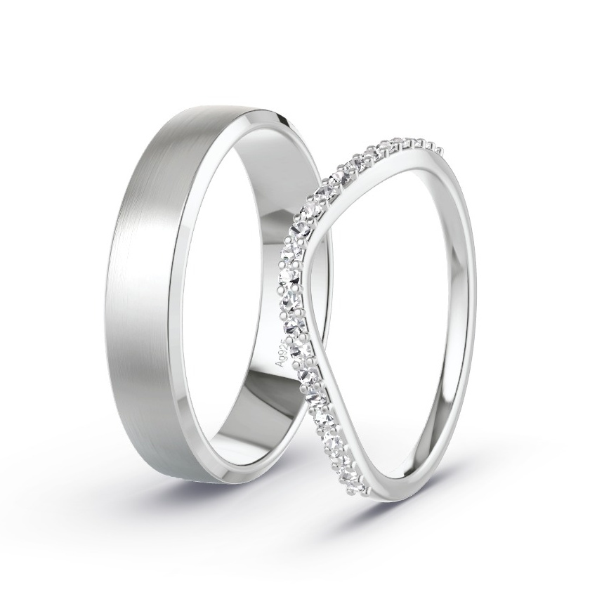 Alianzas Plata - 0.23 kt Diamantes - Modelo N°1053 Alianzas Plata - 0.23 kt Diamantes - Modelo N°1053