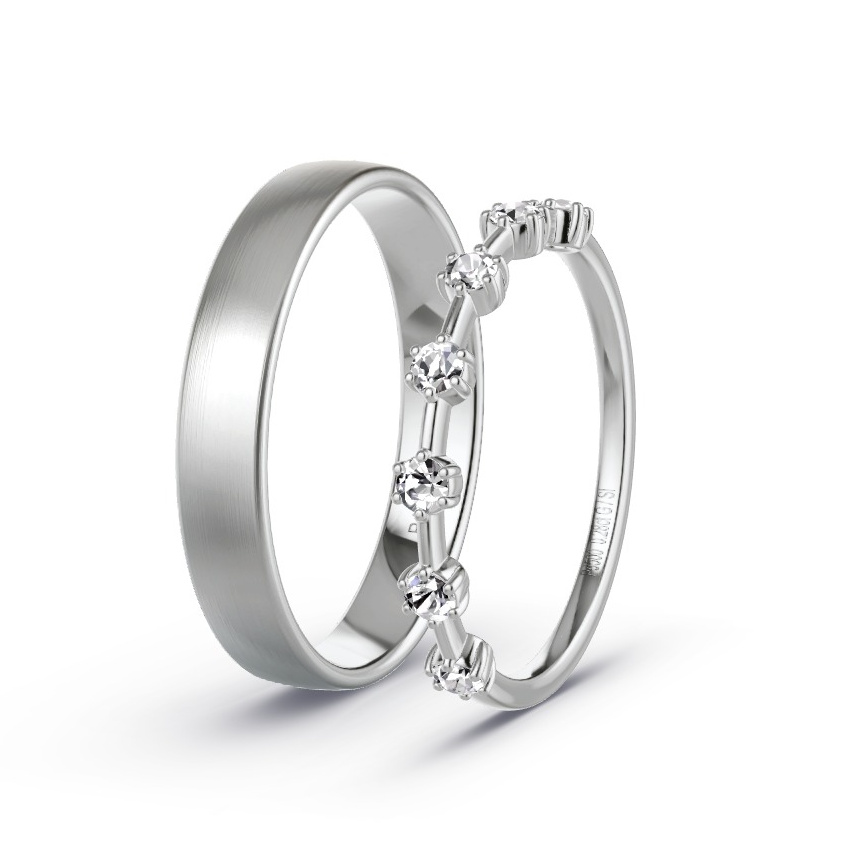 Alianzas Paladio - 0.28 kt Diamantes - Modelo N°1054 Alianzas Paladio - 0.28 kt Diamantes - Modelo N°1054