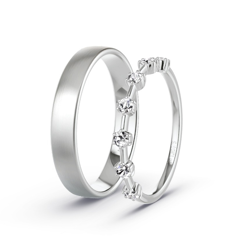 Alianzas Plata - 0.28 kt Diamantes - Modelo N°1054 Alianzas Plata - 0.28 kt Diamantes - Modelo N°1054