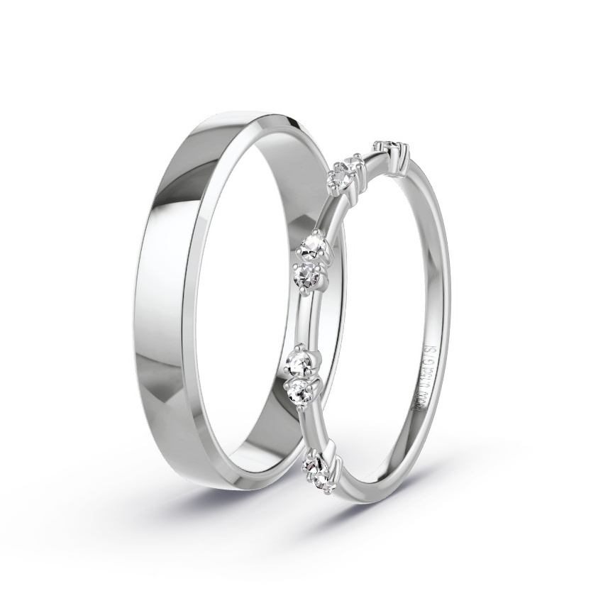 Alianzas Paladio - 0.15 kt Diamantes - Modelo N°1055 Alianzas Paladio - 0.15 kt Diamantes - Modelo N°1055