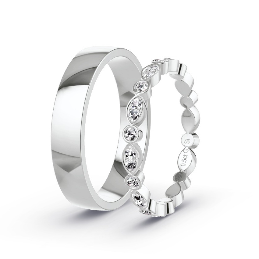 Alianzas Plata - 0.50 kt Diamantes - Modelo N°1056 Alianzas Plata - 0.50 kt Diamantes - Modelo N°1056