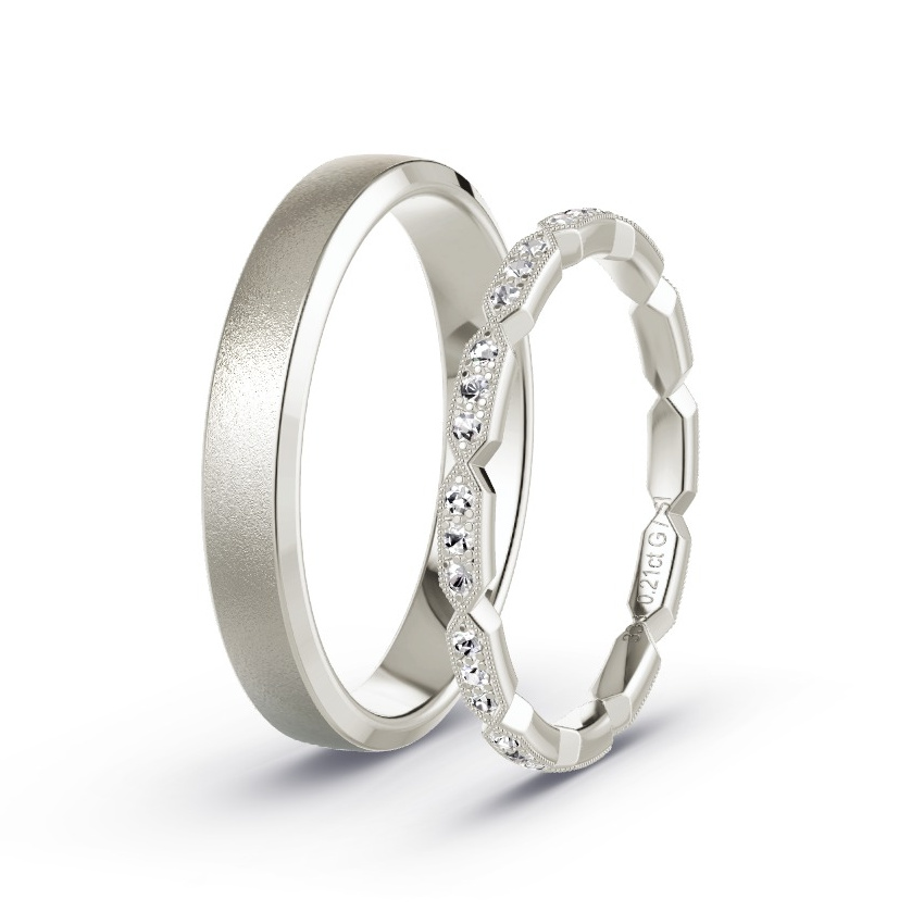Alianzas Oro gris - 0.21 kt Diamantes - Modelo N°1058