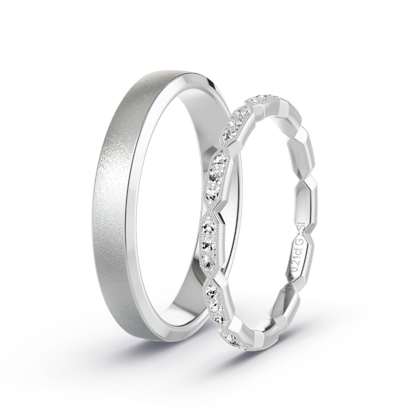 Alianzas Plata - 0.21 kt Diamantes - Modelo N°1058 Alianzas Plata - 0.21 kt Diamantes - Modelo N°1058