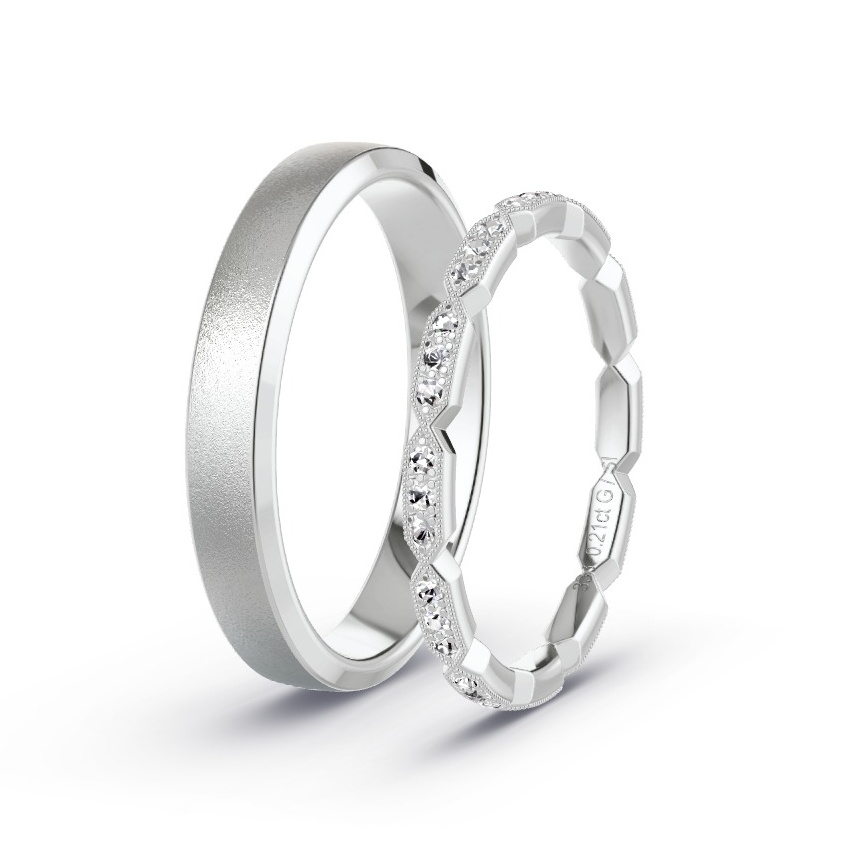 Alianzas Oro blanco - 0.21 kt Diamantes - Modelo N°1058