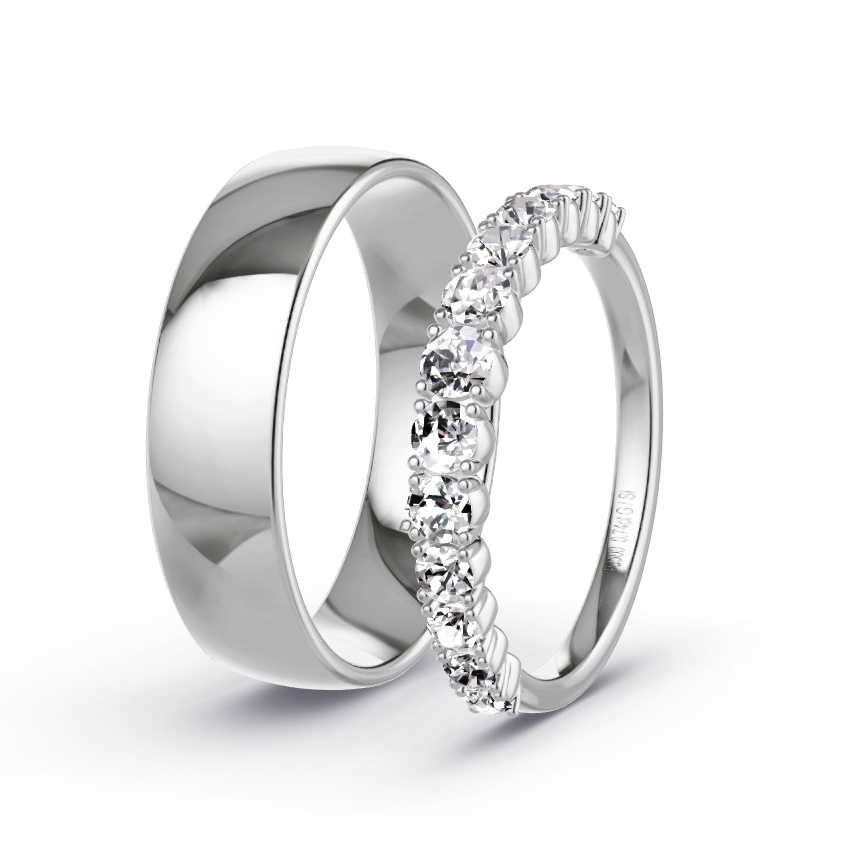 Alianzas Paladio - 0.74 kt Diamantes - Modelo N°1066 Alianzas Paladio - 0.74 kt Diamantes - Modelo N°1066