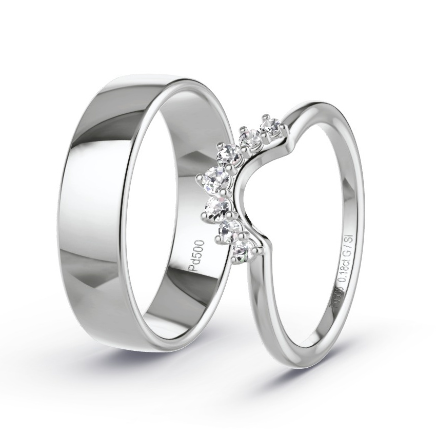 Alianzas Paladio - 0.18 kt Diamantes - Modelo N°1067 Alianzas Paladio - 0.18 kt Diamantes - Modelo N°1067