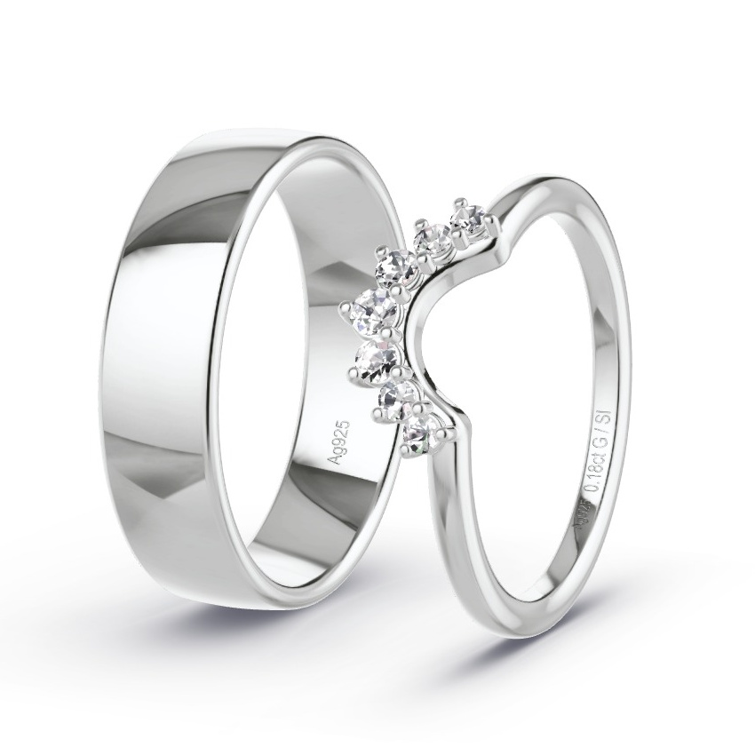 Alianzas Plata - 0.18 kt Diamantes - Modelo N°1067 Alianzas Plata - 0.18 kt Diamantes - Modelo N°1067