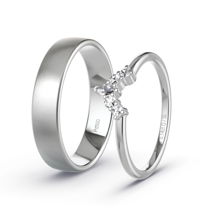Alianzas Paladio - 0.14 kt Diamantes - Modelo N°1068 Alianzas Paladio - 0.14 kt Diamantes - Modelo N°1068