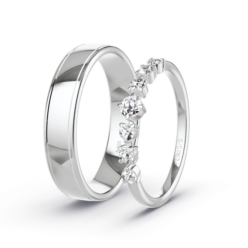 Alianzas Plata - 0.34 kt Diamantes - Modelo N°1072 Alianzas Plata - 0.34 kt Diamantes - Modelo N°1072