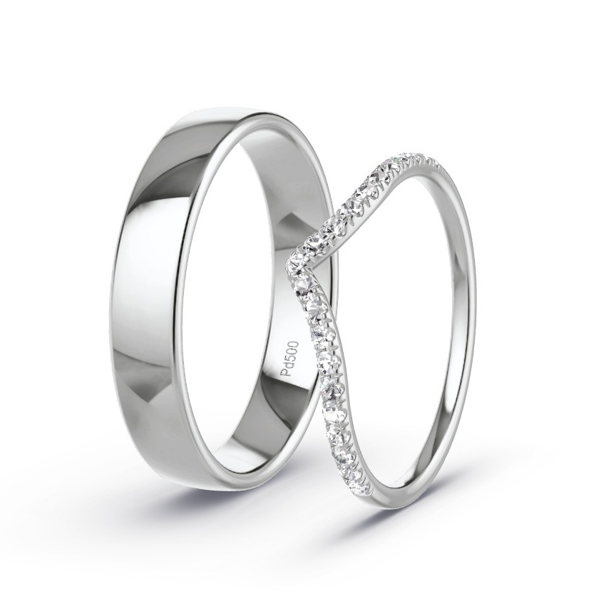 Alianzas Paladio - 0.21 kt Diamantes - Modelo N°1073 Alianzas Paladio - 0.21 kt Diamantes - Modelo N°1073