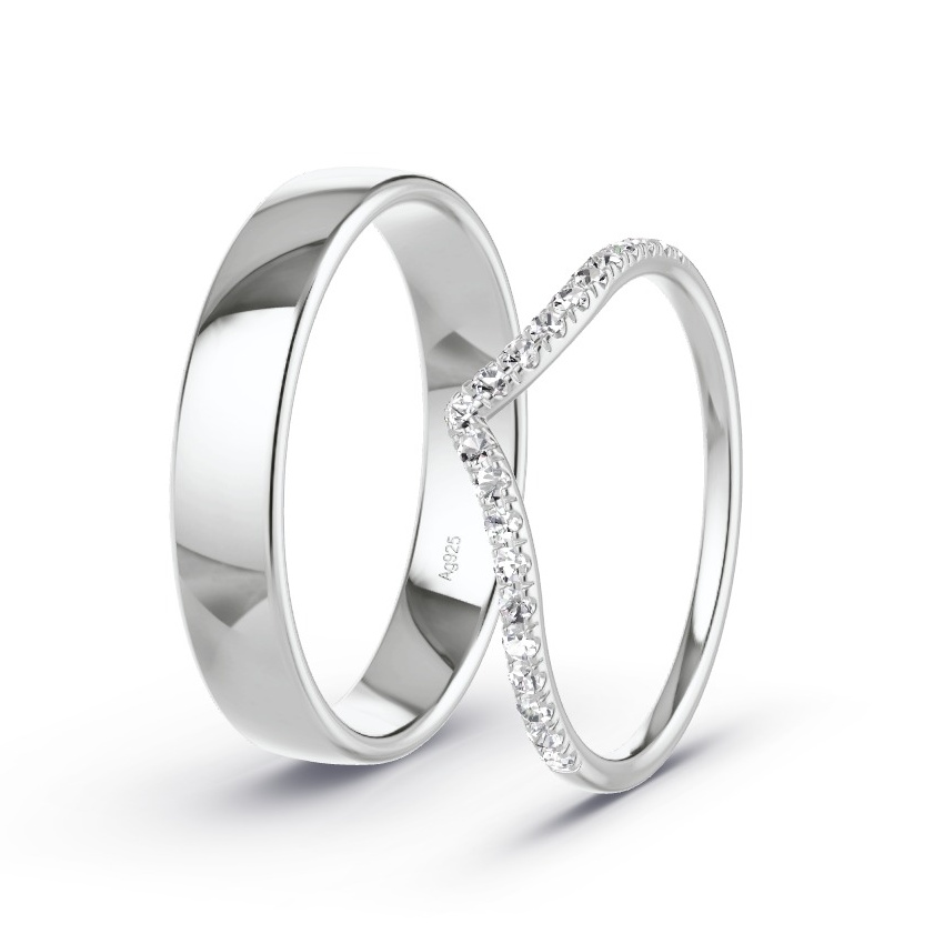 Alianzas Plata - 0.21 kt Diamantes - Modelo N°1073 Alianzas Plata - 0.21 kt Diamantes - Modelo N°1073