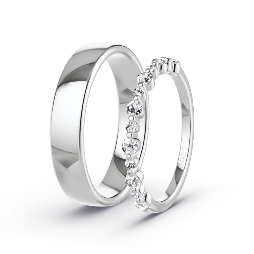 Alianzas Plata - 0.37 kt Diamantes - Modelo N°1076 Alianzas Plata - 0.37 kt Diamantes - Modelo N°1076