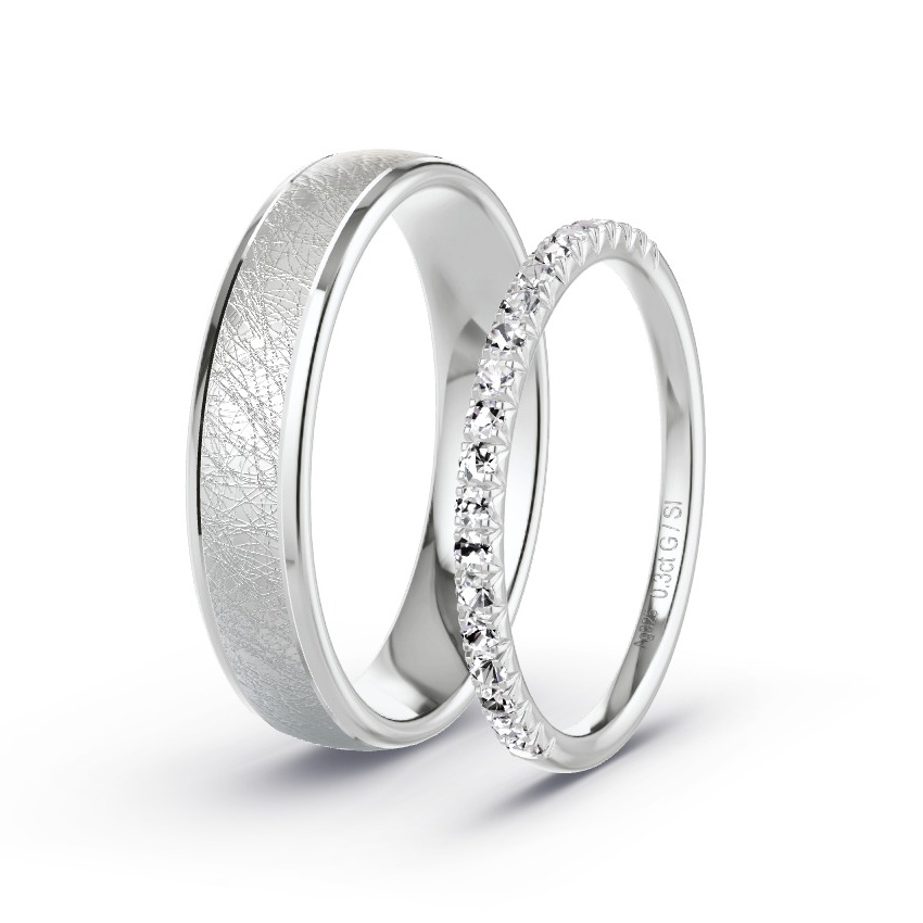 Alianzas Plata - 0.30 kt Diamantes - Modelo N°1077 Alianzas Plata - 0.30 kt Diamantes - Modelo N°1077