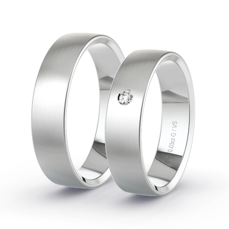 Alianzas Plata - 0.03 kt Diamantes - Modelo N°1104 Alianzas Plata - 0.03 kt Diamantes - Modelo N°1104