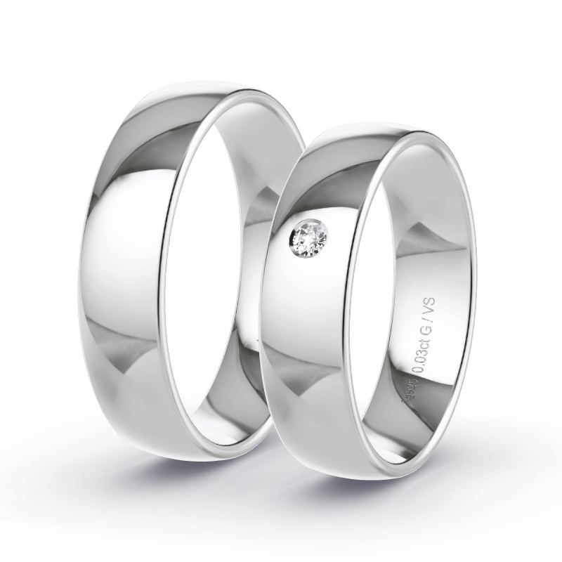 Alianzas Plata - 0.03 kt Diamantes - Modelo N°1112 Alianzas Plata - 0.03 kt Diamantes - Modelo N°1112