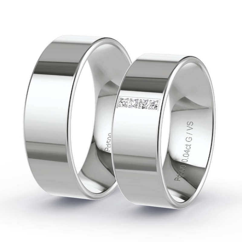 Alianzas Paladio - 0.04 kt Diamantes - Modelo N°1203 Alianzas Paladio - 0.04 kt Diamantes - Modelo N°1203
