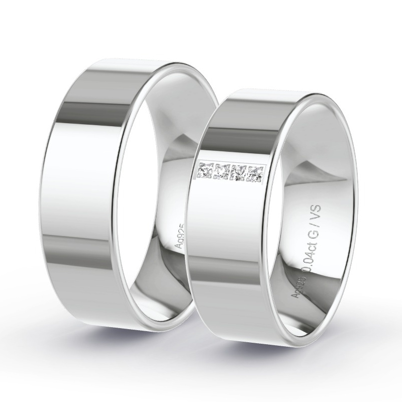 Alianzas Plata - 0.04 kt Diamantes - Modelo N°1203 Alianzas Plata - 0.04 kt Diamantes - Modelo N°1203