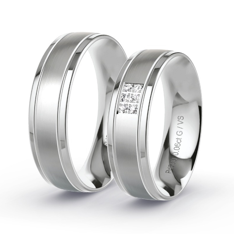 Alianzas Paladio - 0.06 kt Diamantes - Modelo N°1205 Alianzas Paladio - 0.06 kt Diamantes - Modelo N°1205