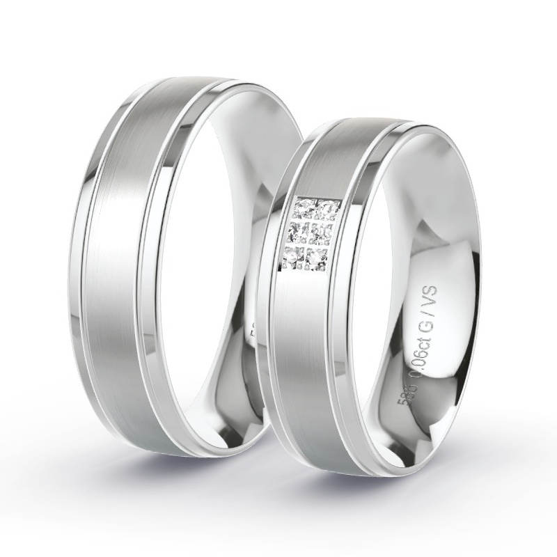 Alianzas Oro blanco - 0.06 kt Diamantes - Modelo N°1205 Alianzas Oro blanco - 0.06 kt Diamantes - Modelo N°1205