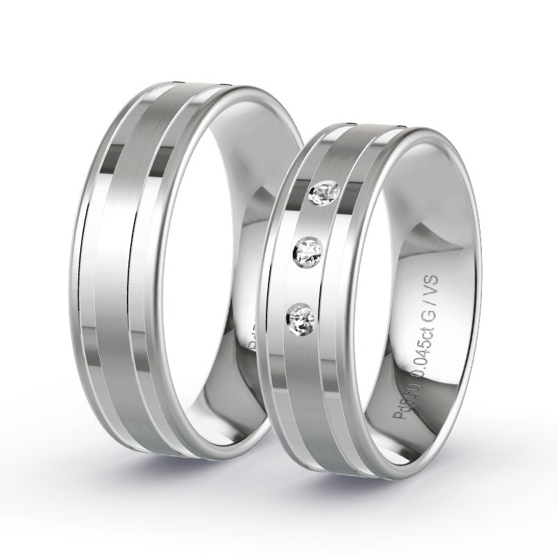 Alianzas Paladio - 0.045 kt Diamantes - Modelo N°1208 Alianzas Paladio - 0.045 kt Diamantes - Modelo N°1208