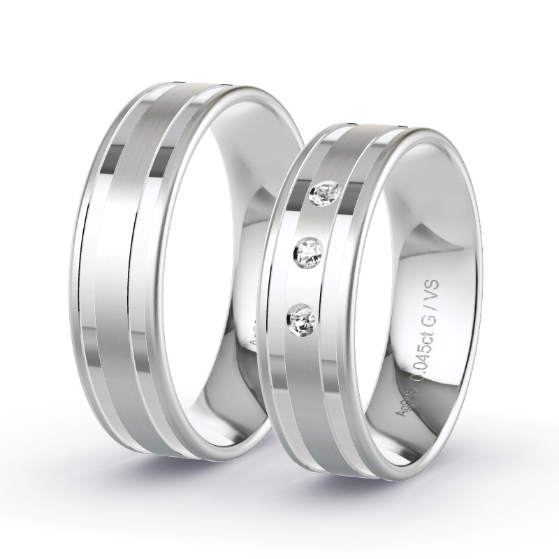 Alianzas Plata - 0.045 kt Diamantes - Modelo N°1208 Alianzas Plata - 0.045 kt Diamantes - Modelo N°1208