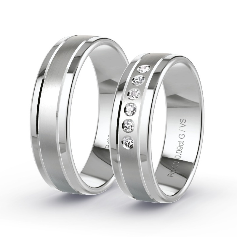 Alianzas Paladio - 0.09 kt Diamantes - Modelo N°1301 Alianzas Paladio - 0.09 kt Diamantes - Modelo N°1301