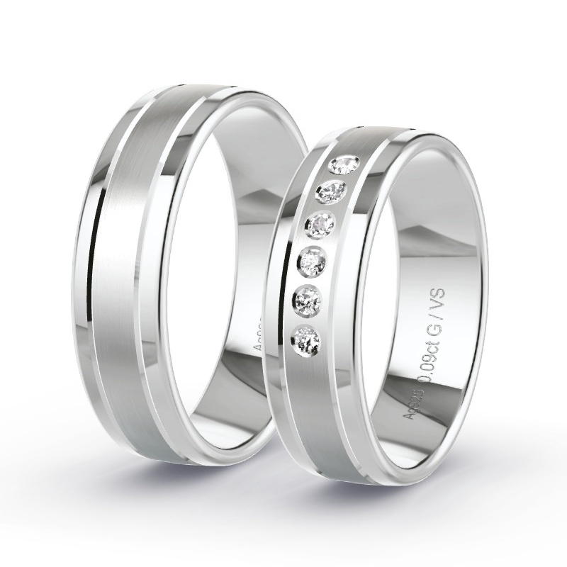 Alianzas Plata - 0.09 kt Diamantes - Modelo N°1301 Alianzas Plata - 0.09 kt Diamantes - Modelo N°1301