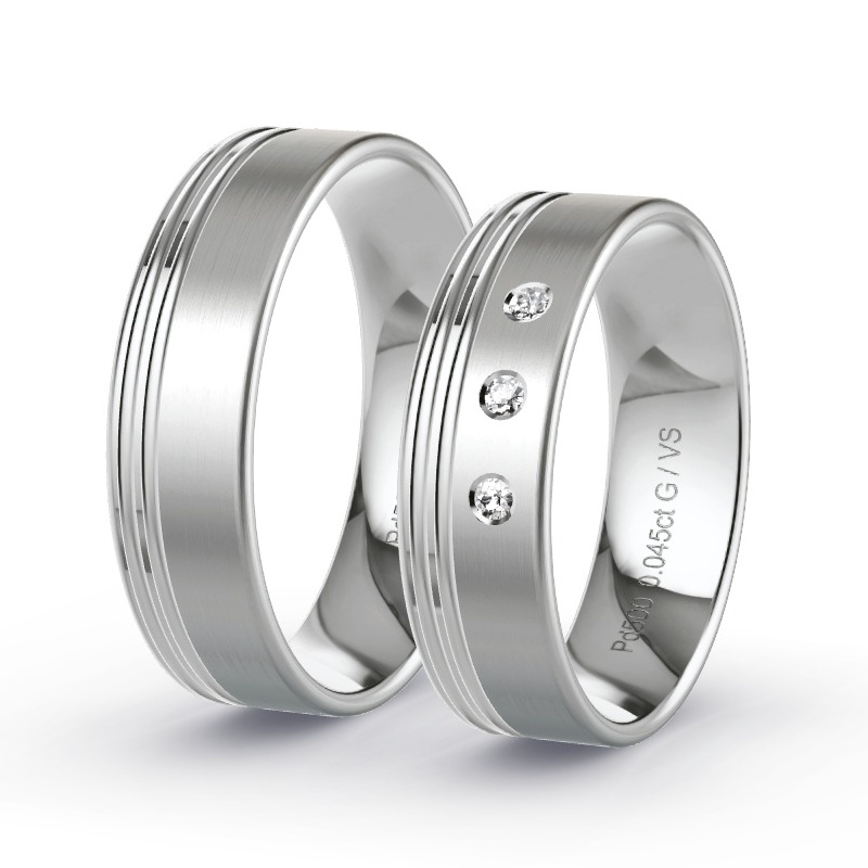 Alianzas Paladio - 0.045 kt Diamantes - Modelo N°1302 Alianzas Paladio - 0.045 kt Diamantes - Modelo N°1302