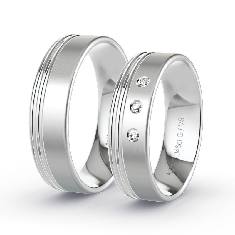 Alianzas Plata - 0.045 kt Diamantes - Modelo N°1302 Alianzas Plata - 0.045 kt Diamantes - Modelo N°1302