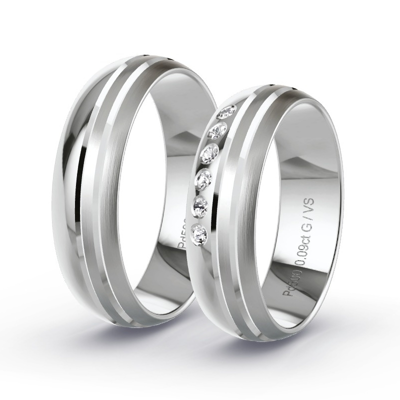 Alianzas Paladio - 0.09 kt Diamantes - Modelo N°1306 Alianzas Paladio - 0.09 kt Diamantes - Modelo N°1306