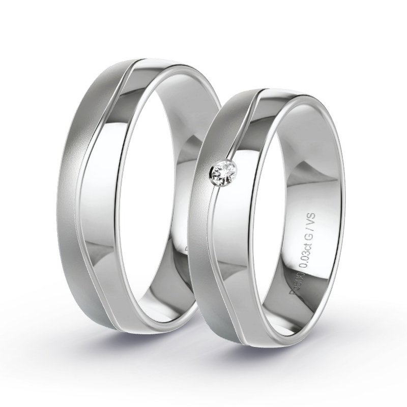 Alianzas Paladio - 0.03 kt Diamantes - Modelo N°1307 Alianzas Paladio - 0.03 kt Diamantes - Modelo N°1307